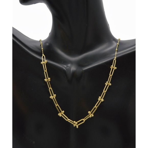 Real 14K Yellow Gold 18" necklace Hard wear Jax Bead Chain Necklace 3.0 gram - Picture 1 of 4